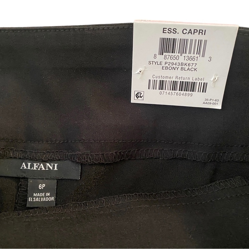 NWT ALFANI Black Capri Crop Pant Women 6 P Petite - Picture 6 of 7